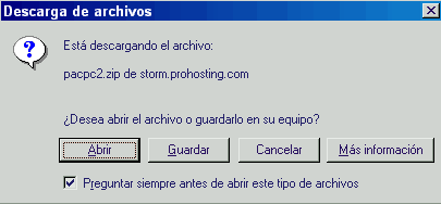 Ventana de control de descarga