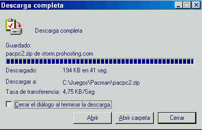 Termina la descarga o download