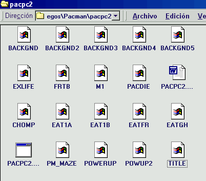 Clic sobre PACPC2.EXE para iniciar el juego